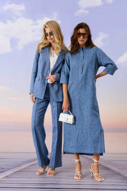 Платье Barbara Geratti лён C2947BG синий меланж