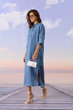 Платье Barbara Geratti лён C2947BG синий меланж