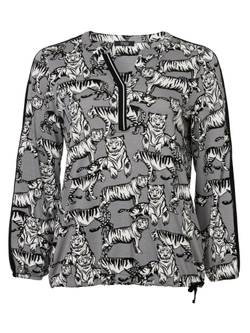 Блуза Frapp принт тигр серый